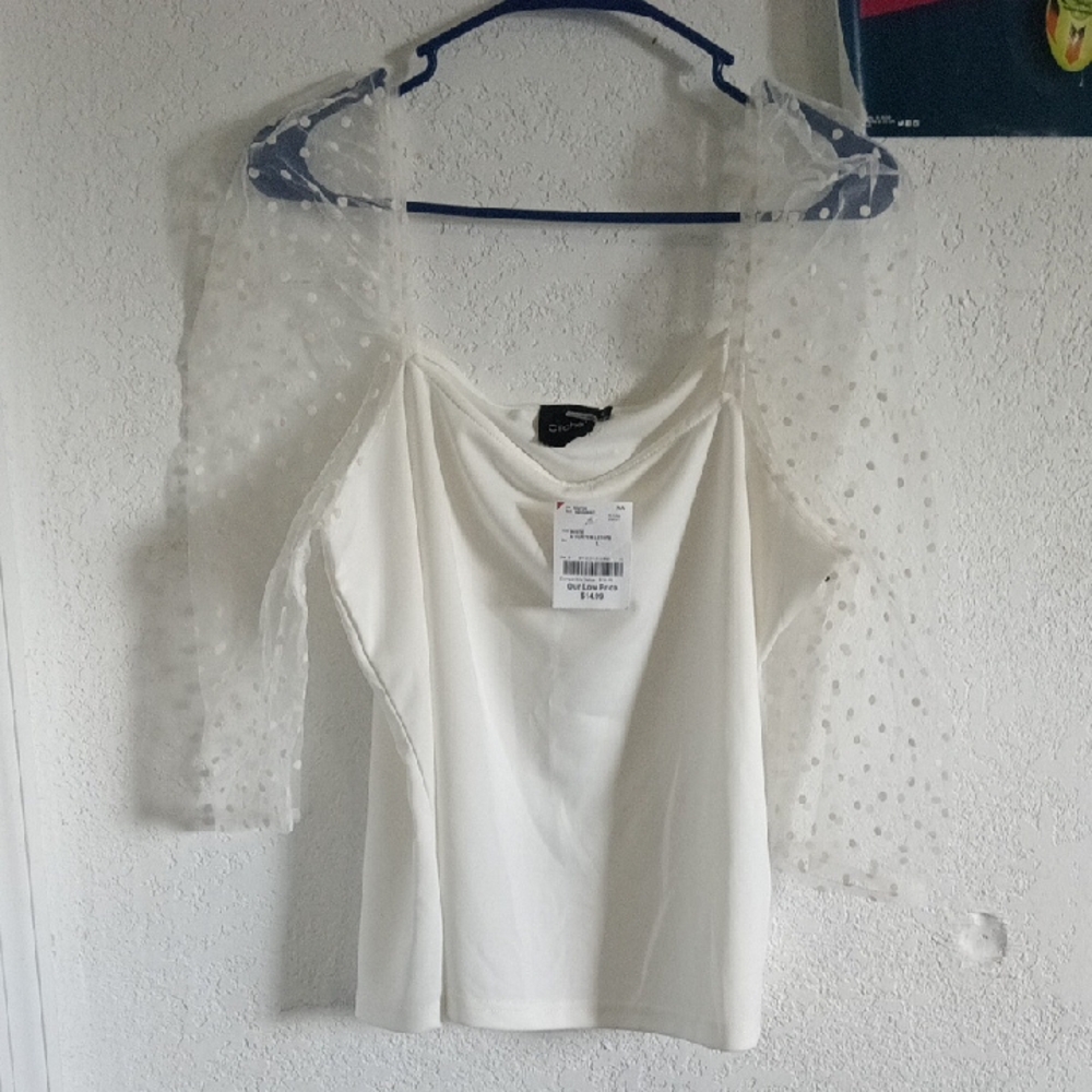 Cream Ruched Sheer Sleeveless Blouse
